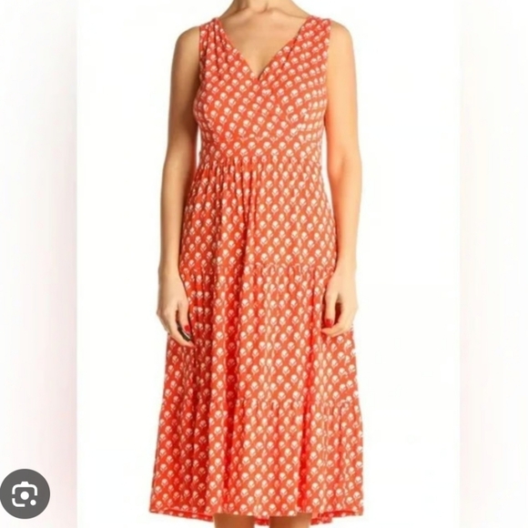 Boden Dresses & Skirts - Boden Blood Orange Ditsy Print Midi Dress Size 16L